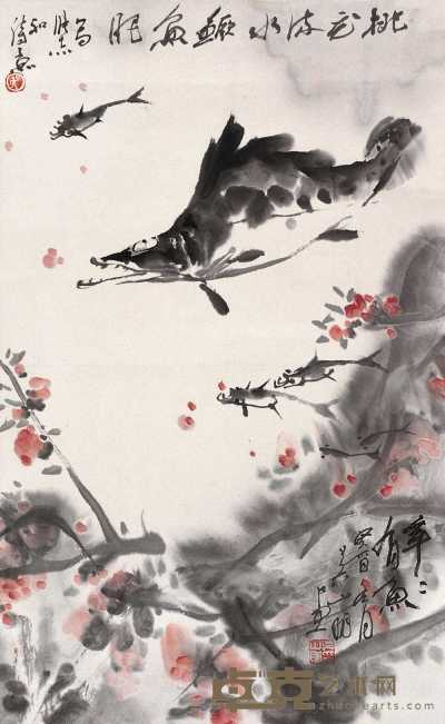 吴山明 癸酉（1993年）作 桃花流水 立轴 68×42cm